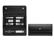 Zwilling Twinox Travel Set - Black Leather Case  4 Pieces - Black_1