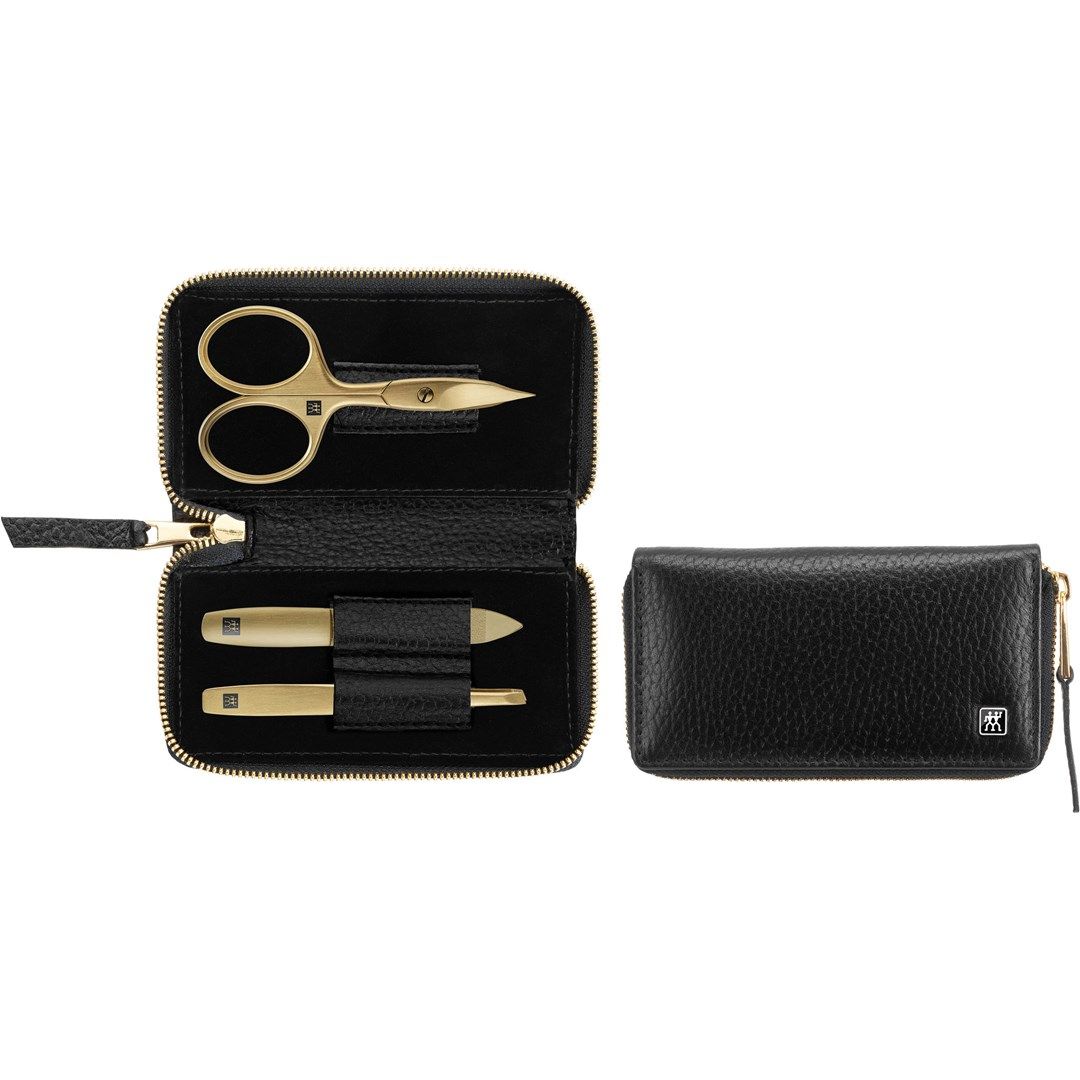 Zwilling Twinox Gold Edition Manicure Set - Black Leather Case  3 Pieces - Black_6