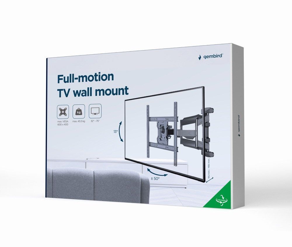 Gembird WM-75ST-01 Full motion TV wall mount  32”-75” (45 kg)_6