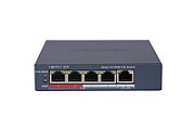 Switch 4 porturi PoE Hikvision DS-3E1105P-EI, L2, Smart Managed, 4 × 100 Mbps PoE RJ45 ports, si 1 × 100 Mbps network RJ45 port, Putere PoE 60 W, maxim 30W per port, Extend mode - pana la 300 metri, material metal, dimensiuni: 105 mm × 27.6 mm × 83.1 mm, greutate: 0.22 kg_1