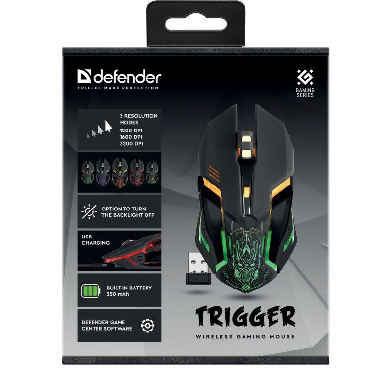 DEFENDER MOUSE GM-934 TRIGGER OPTIC RF FREE 3200dpi 7P_4