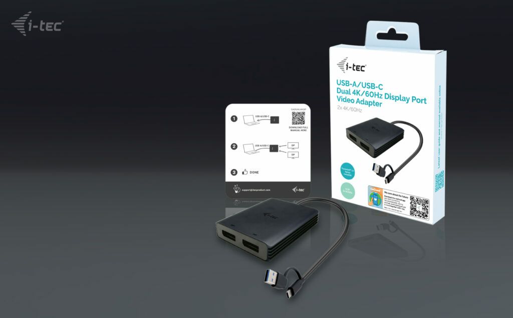 I-TEC USB-A/C 2X DP ADAPTER/DUAL 4K DP VIDEO ADAPTER_3