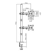 Maclean MC-967 Double Vertical Monitor Desk Mount Screen Holder max VESA 100x100  13-27   2x 9kg Powder Coated Tilting Rotating Adjustable_5