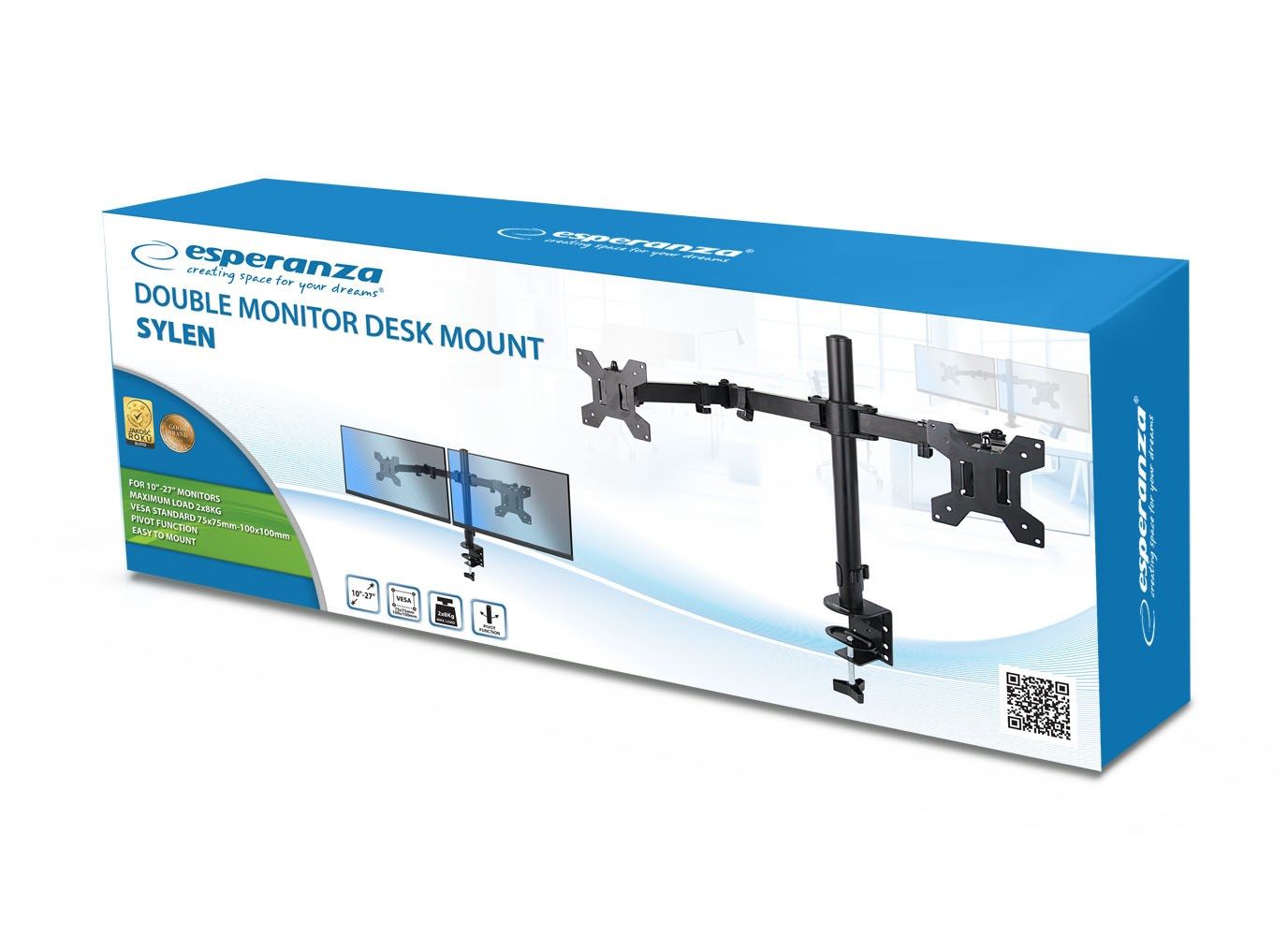 Esperanza ERW018 Desk mount for two monitors 10-27'' up to 8kg_7