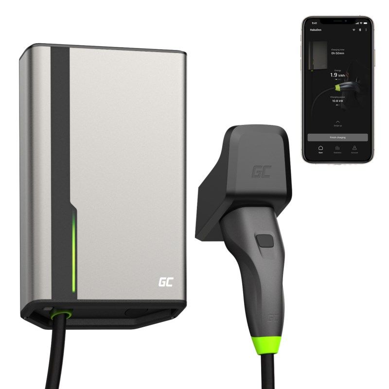 Green Cell EVGC021A2250 electric vehicle charging station Grey Aluminium Wall 3 Built-in display LED_3