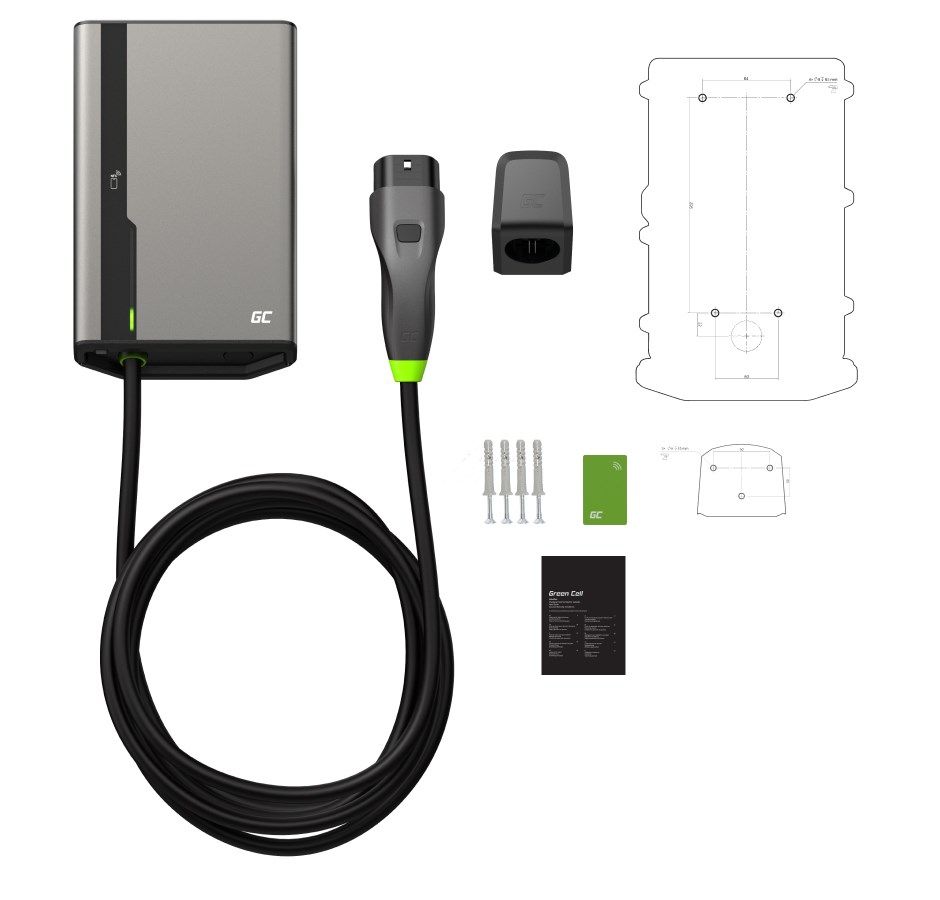 Green Cell EVGC021A2250 electric vehicle charging station Grey Aluminium Wall 3 Built-in display LED_4