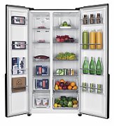 Side by side Heinner HSBS-HM532NFGWHE++, Full No Frost, clasa energetica: E, compresor Inverter, usa sticla alba, display LED cu control touch, capacitate totala: 532L, capacitate frigider: 347L, capacitate congelator: 185L, functie SMART, functie ECO, Super Cooling, Super freezing, alarma usa