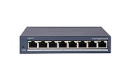 Switch 8 porturi Gigabit Hikvision DS-3E1508-EI(V2), L2, Smart Managed, 8 ×gigabit RJ45 porturi, switching capacity 16 Gbps, network topology management, alarm push, network health monitor, material metal, dimensiuni: 170 mm × 27.6 mm × 93.1 mm, greutate: 0.36 kg_1