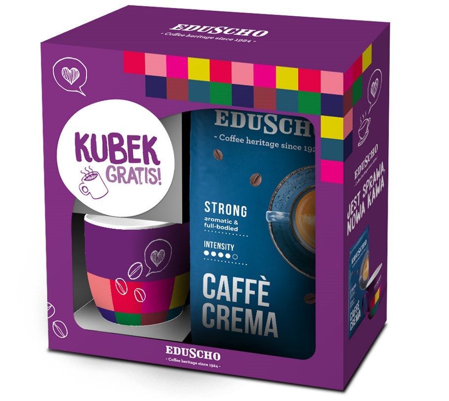 Kawa ziarnista EDUSCHO Crema Strong 1kg + kubek_2