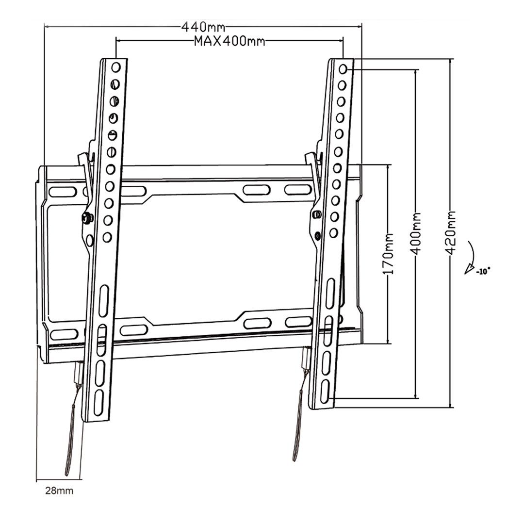 Maclean TV MC-412 Wall Mount Bracket 32 -70  VESA 400x400 45kg Tilting Universal Adjustable Spirit Level Mounting Accessories_4