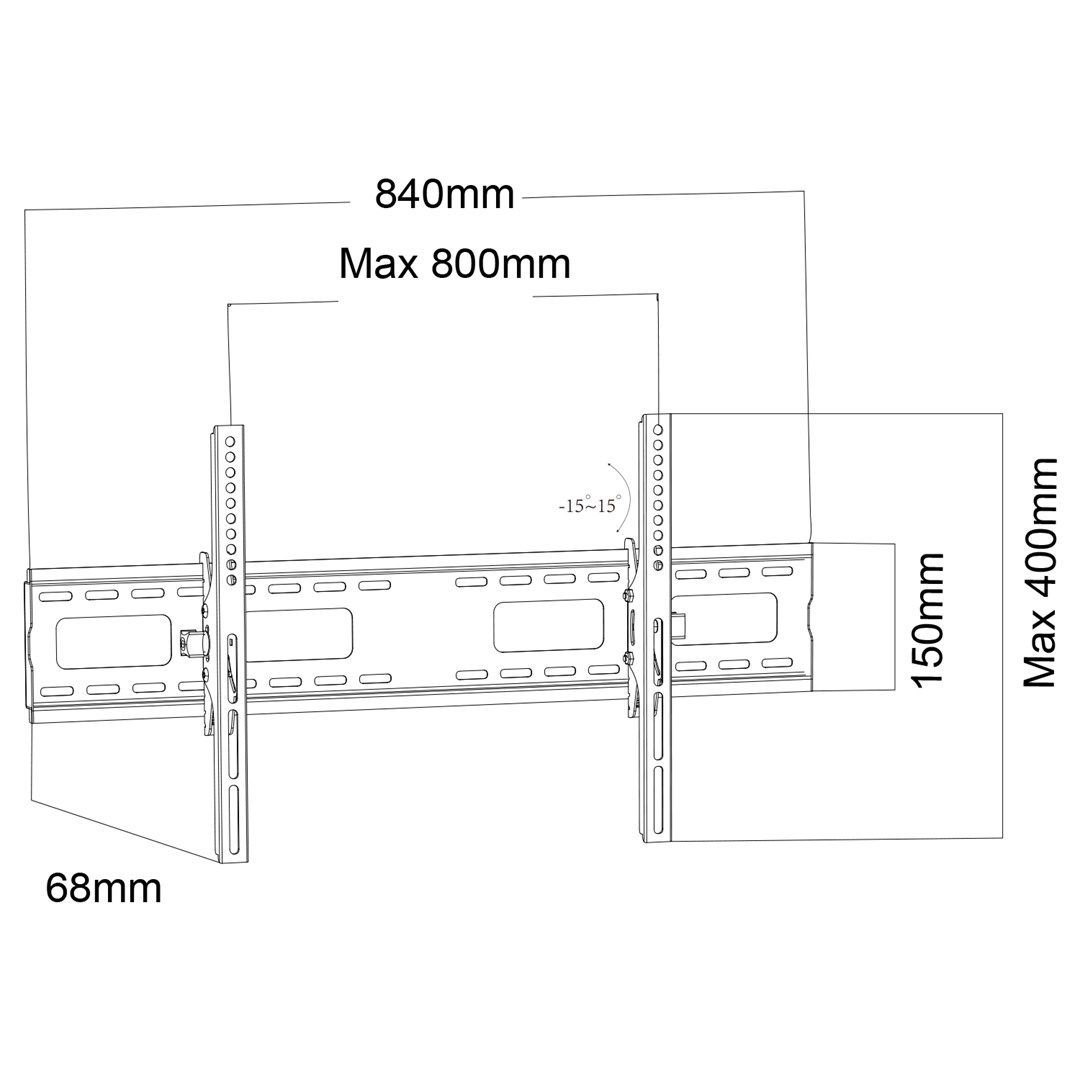 Maclean MC-422 TV Wall Mount Heavy Duty 43 -100  max VESA 800x400 120kg Tilting +/-15° Bracket Holder Hanger with Spirit Level Accessories_4