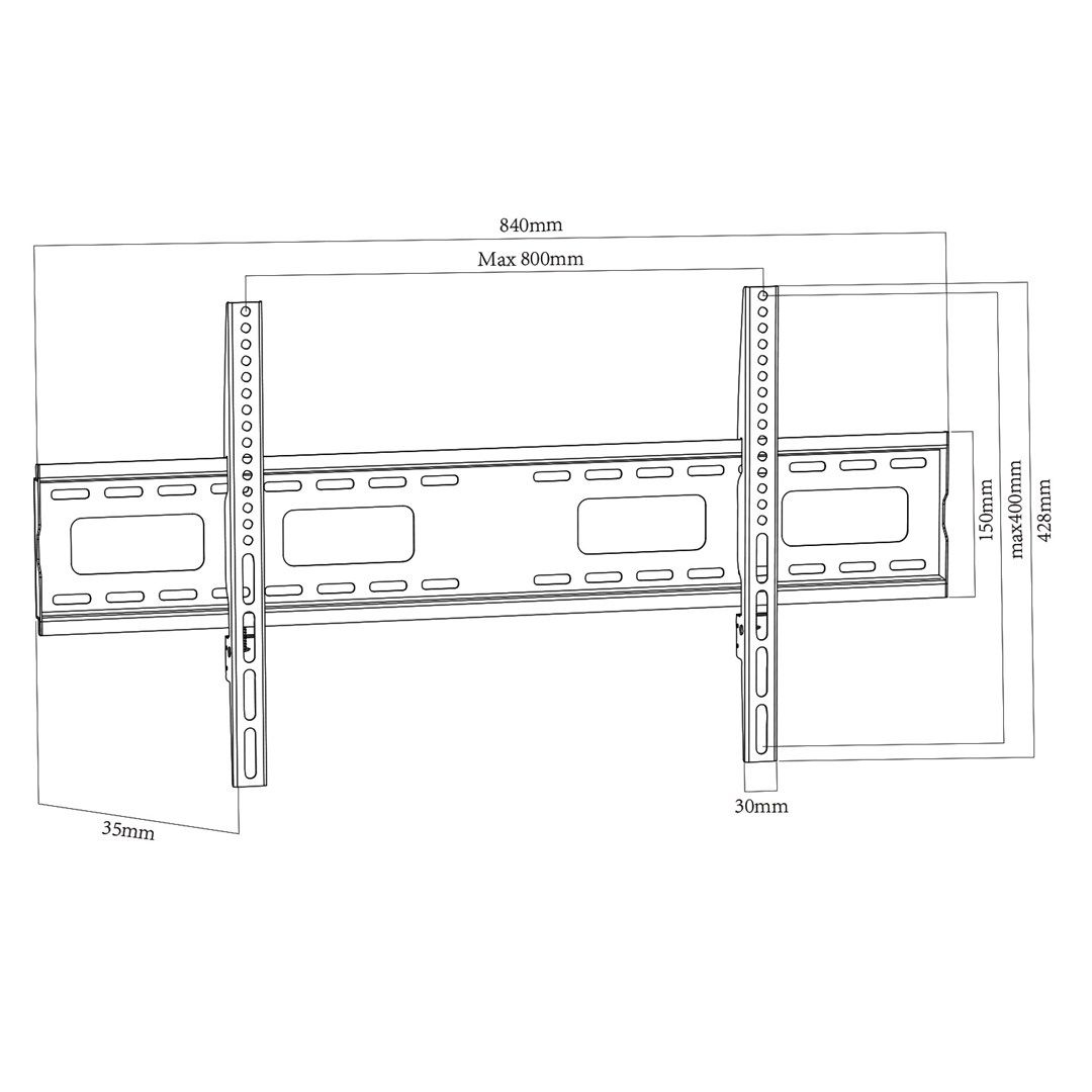 Maclean TV MC-420 Wall Mount Bracket 43 -120  VESA 800x400 120kg Universal Adjustable Spirit Level Accessories Flat Heavy Duty_7