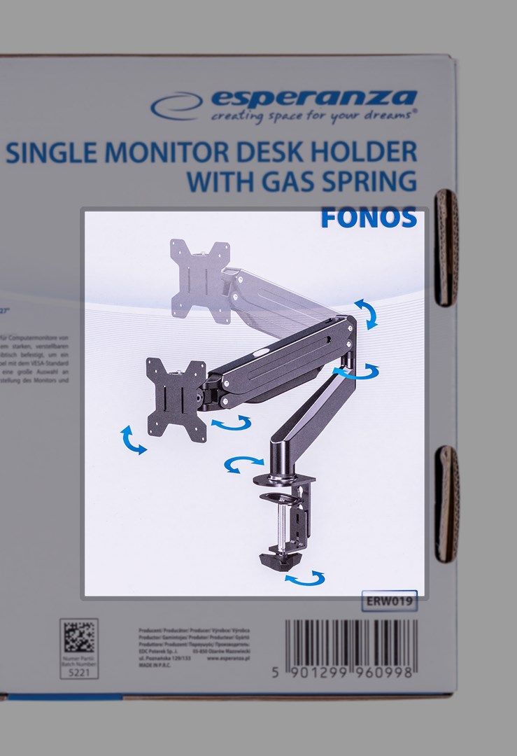 Esperanza ERW019 Gas desk mount for monitor 17-27‘’ up to 6kg_6