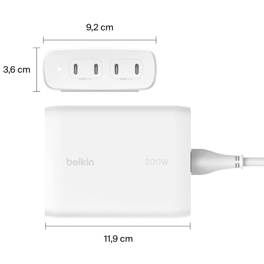 BELKIN WALL CHARGER 4X PORT USB-C GAN 200W  WHITE_7