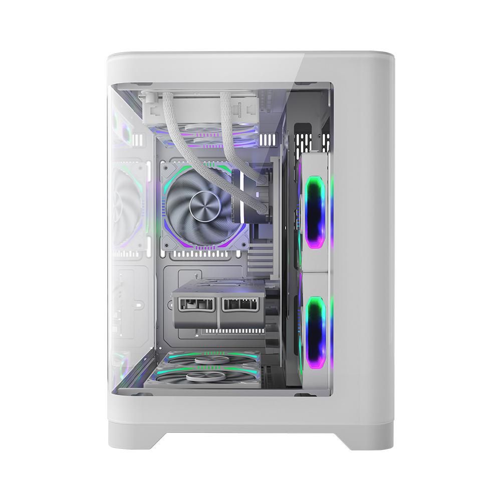 Carcasa 1STPLAYER UV5 Cube Tower ARGB ALB, Tempered Glass, Sloturi Expansiune 4, Drive Bays: 1x3.5