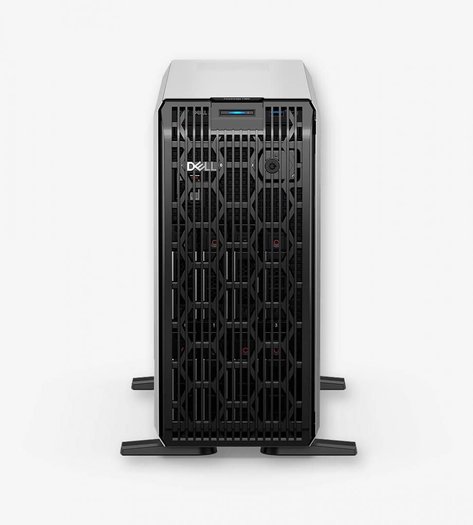 PowerEdge T360 Tower Server Intel Xeon E-2414 2.6G, 4C/4T, 12M Cache, Turbo, HT (55W) DDR5, 16GB UDIMM, 4800MT/s ECC, 480GB SSD SATA Read Intensive 6Gbps 512 2.5in Hot-plug AG Drive,3.5in HYB CARR, 3.5 Chassis with up to 8 Hot Plug Hard Drives, Motherboard with Broadcom 5720 Dual Port 1Gb On-Board_6