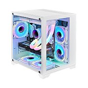 Carcasa 1STPLAYER MV5 Cube Tower ARGB ALB, Tempered Glass, Sloturi Expansiune 6, Drive Bays: 2x3.5