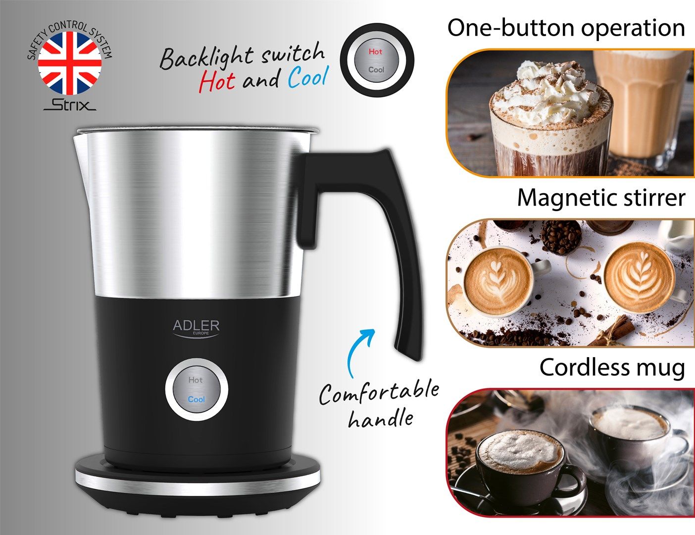 Adler | Milk frother | AD 4497 | 600 W | Milk frother | Black_5