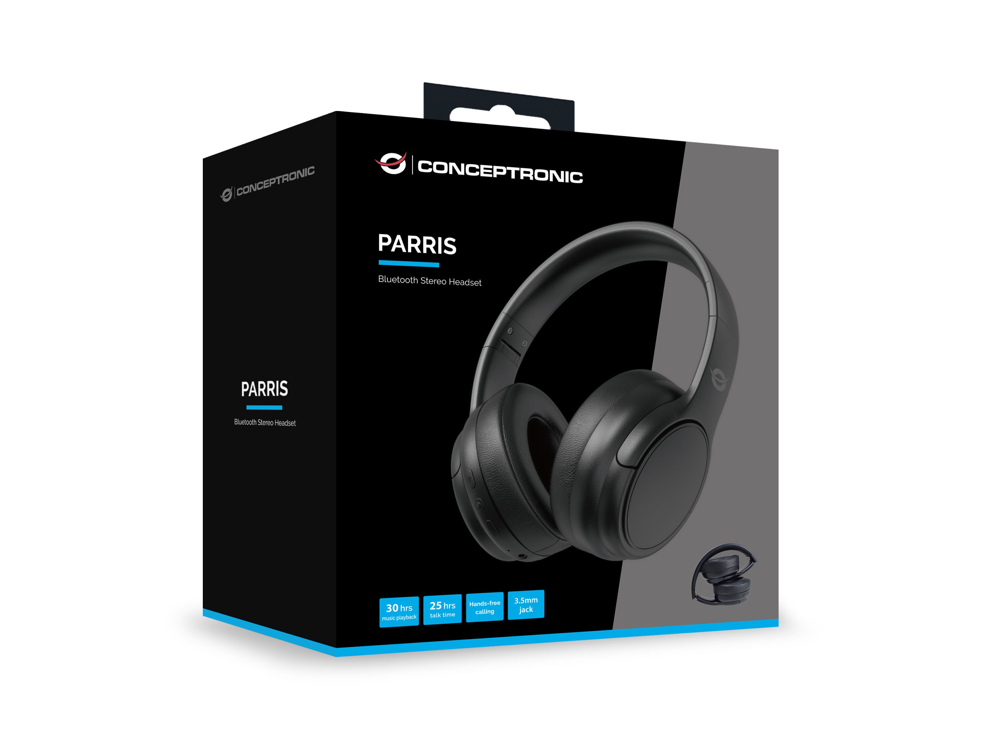 Conceptronic PARRIS03B Bluetooth Stereo Headset, 170 x 185 x 78mm_3