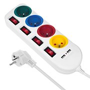 Maclean power strip  extender 4 sockets + 2xUSB  with switches  250VAC/10A  2.1A 5V  1.5m  white  MCE229 W_5