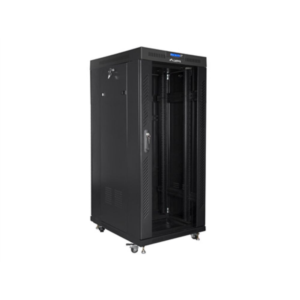 FLOOR-STANDING RACK CABINET 19  27U 800X1200 BLACK LCD GLASS DOOR LANBERG (FLAT PACK)