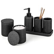 Bathroom accessory set (6 pcs) black_1