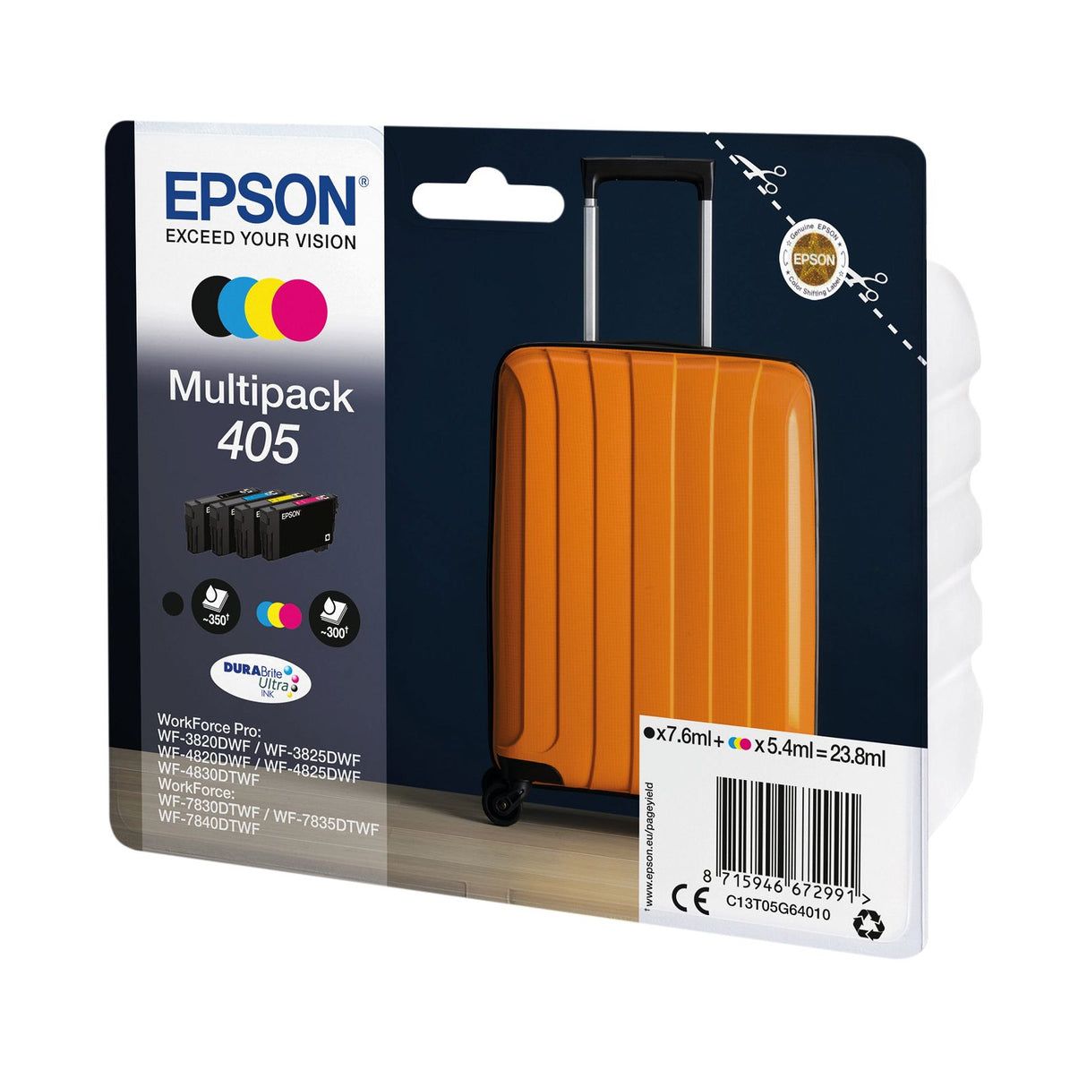 Cartus cerneala Epson C13T05G64010 ,Black/tri-color ,1 x 7.6 ml + 3 x 5.4 ml ,Original (405 CMYK)