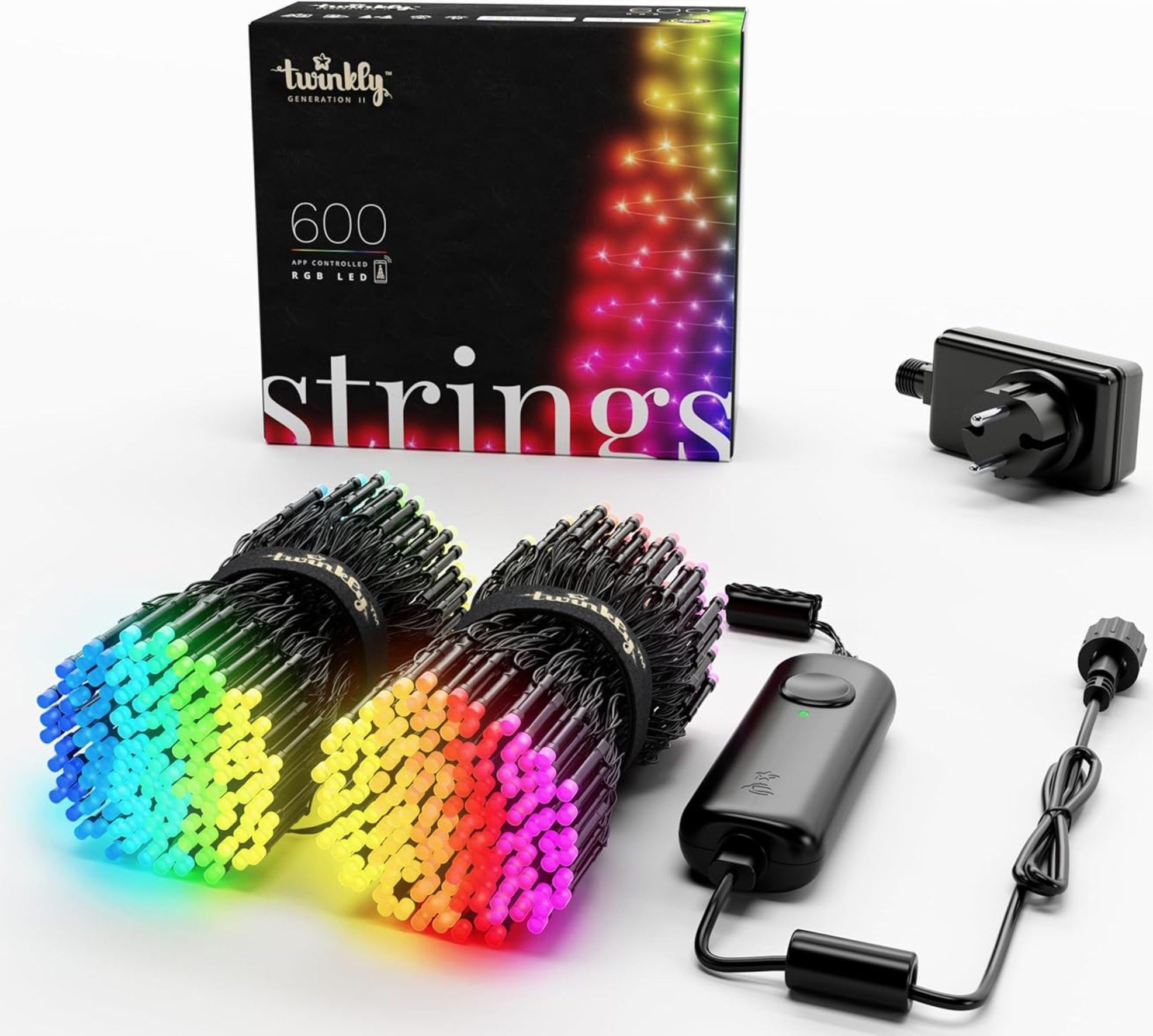 TWINKLY Strings 600 (TWS600STP-BEU) Smart Christmas tree lights 600 LED RGB 48 m