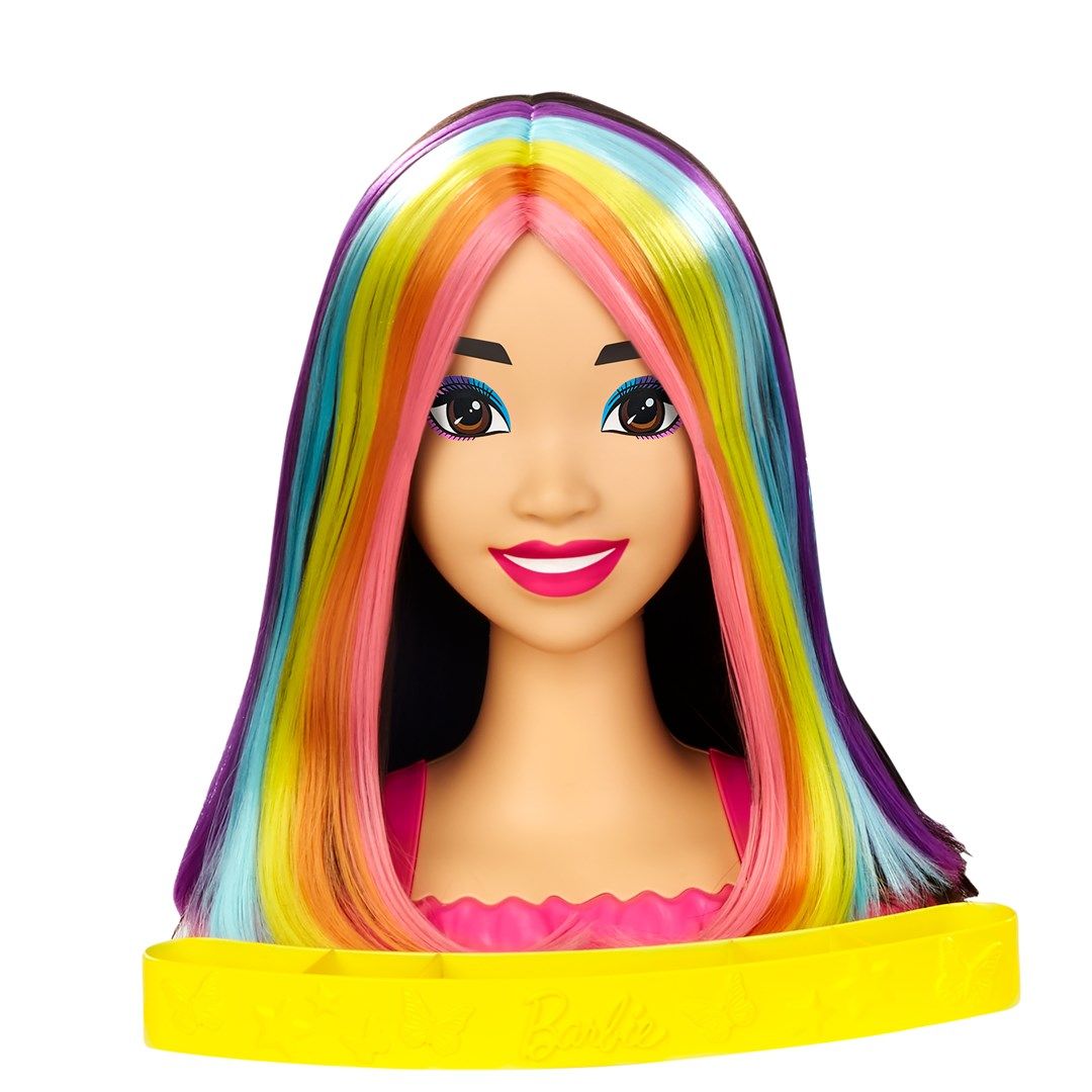 Barbie Styling Head Neon Rainbow Black Hair HMD81 MATTEL_2