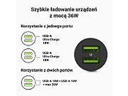 Green Cell GC CADM-GC-36AA - USB-Ladegeraet 36 W 2x USB-A schwarz Flashlight  GPS  Headphones  Mobile phone  Navigator  Other  Portable speaker  Power bank  Smartphone  Smartwatch  Tablet  Telephone  Universal Black Cigar lighter Fast charging Auto_10