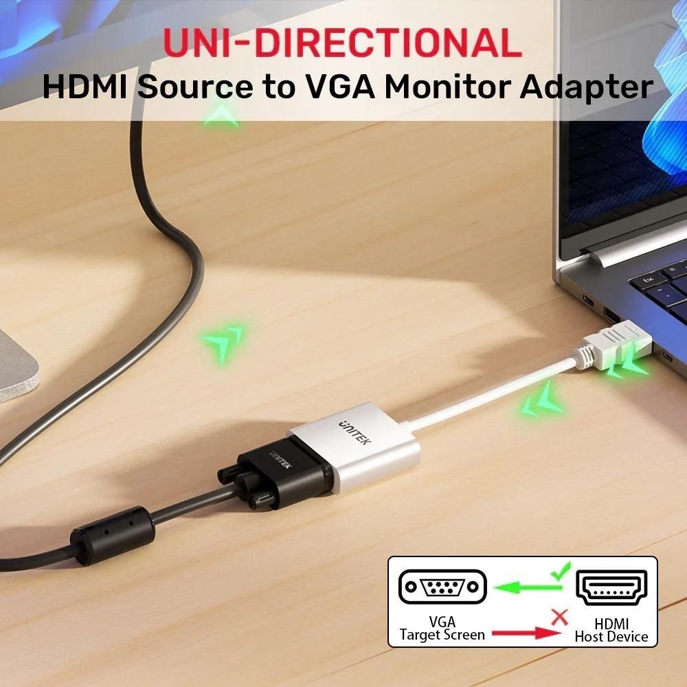 UNITEK ADAPTER HDMI - VGA  FULLHD 60HZ  WHT  M/F_3