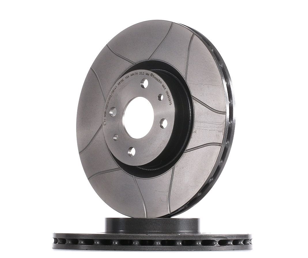 Brake disc  BREMBO Max  1pcs.  Slotted  front  L/R  avg. ext. 284 mm  thickness 22 mm  suitable for: ABARTH 500 / 595 / 695  500C / 595C / 695C ALFA ROMEO 155 CITROEN NEMO 1.3D-3.0 11.84-