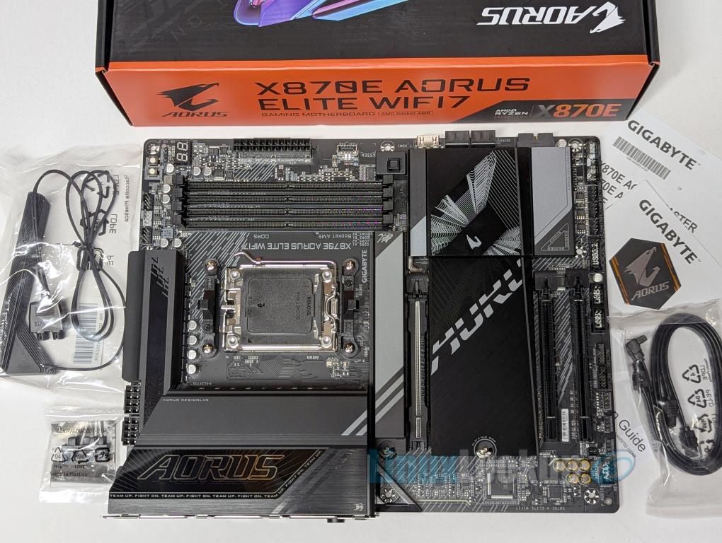 GIGABYTE X870E A ELITE WIFI7 Motherboard - Supports AMD Ryzen 9000 CPUs  16+2+2 Phases Digital VRM  up to 8000Hz DDR5 (OC)  4xPCIe 5.0 + 4xM.2  Wi-Fi 7  2.5GbE LAN  USB 3.2 Gen 2x2_2