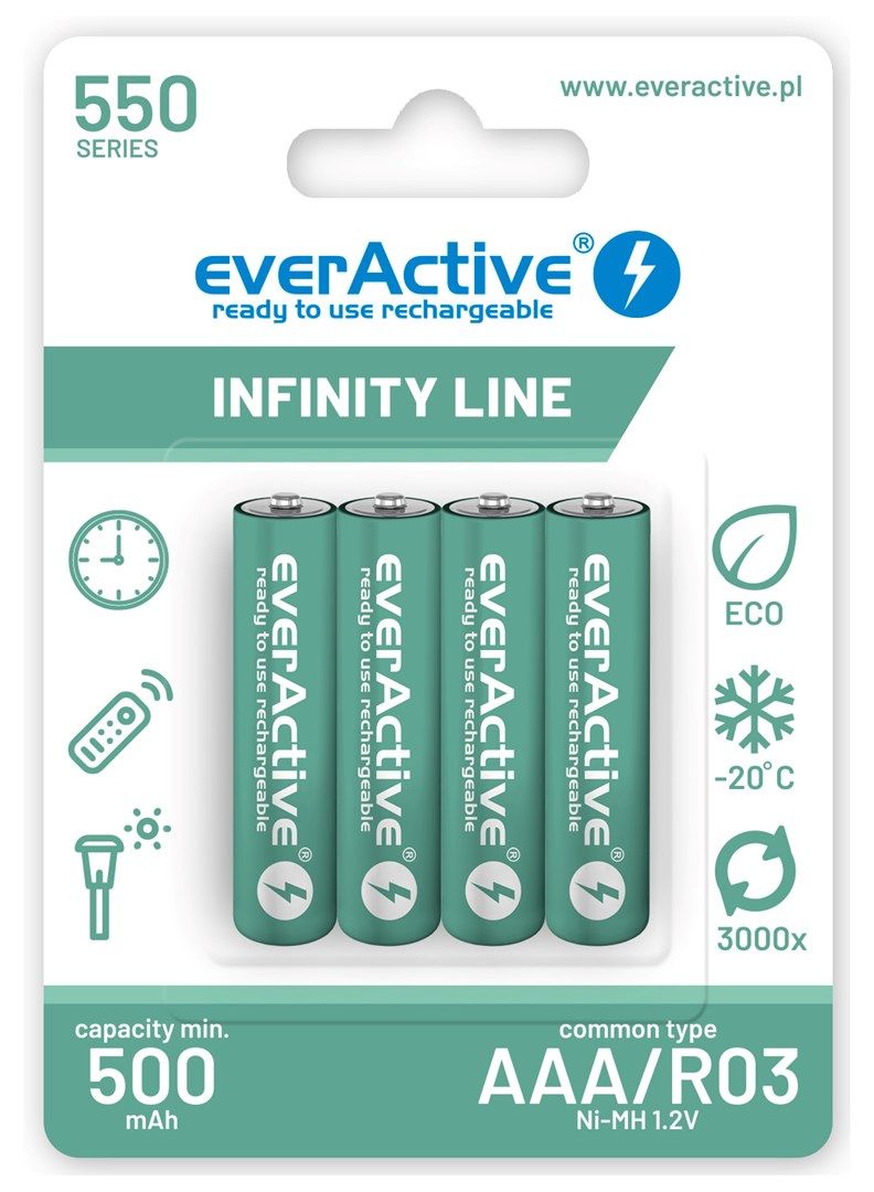 Rechargeable batteries everActive Ni-MH R03 AAA 550 mAh Infinity Line_2