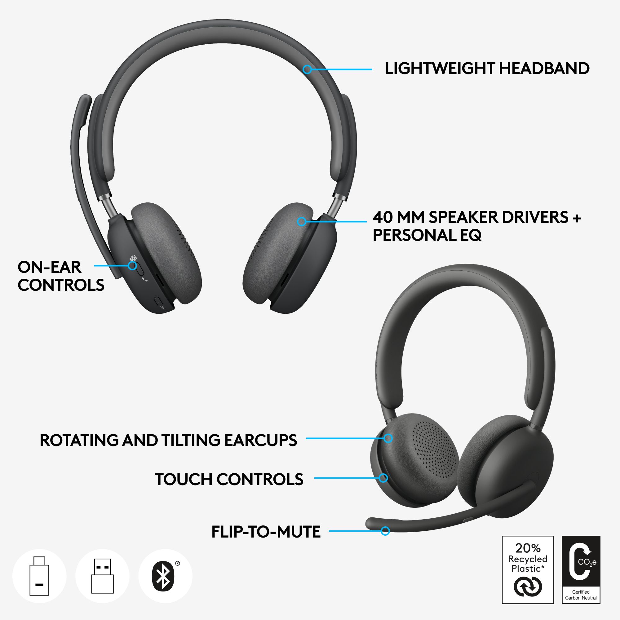 HEADSET LOGITECH ZONE WRLS 2 UC/GRAPHITETEAMS 2.4GHZ/BT N/A 914_6