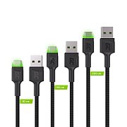 Green Cell Set 3x GC Ray USB-C Cable 30cm  120cm  200cm with green LED backlight  fast charging UC  QC 3.0_1