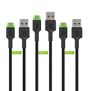 Green Cell Set 3x Ray USB-C 120cm Cable with green LED backlight  fast charging Ultra Charge  QC 3.0_2