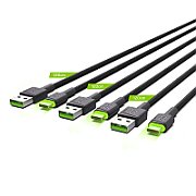 Green Cell Set 3x Ray USB-C 120cm Cable with green LED backlight  fast charging Ultra Charge  QC 3.0_3