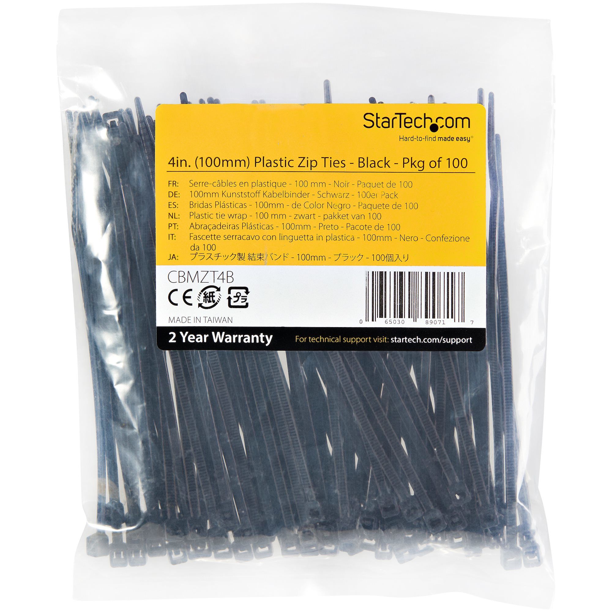 100 PACK 4 CABLE TIES -BLACK/NYLON ZIP TIE WRAPS UL TAA_5