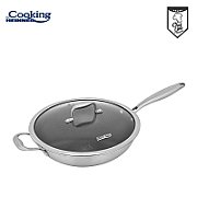 TIGAIE WOK INOX+CAPAC 30x8.5CM,TITANIUM3 Material: inox in 3 straturi Interior: acoperire ceramica cu model HONEYCOMB Exterior: inox polisat Baza INDUCTIE