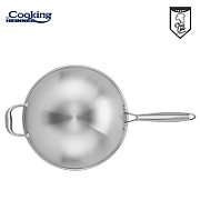 TIGAIE WOK INOX+CAPAC 30x8.5CM,TITANIUM3 Material: inox in 3 straturi Interior: acoperire ceramica cu model HONEYCOMB Exterior: inox polisat Baza INDUCTIE