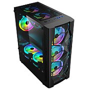 Carcasa 1STPLAYER Mid Tower ARGB NEGRU, Tempered Glass, Sloturi Expansiune 7, Drive Bays: 1x3.5