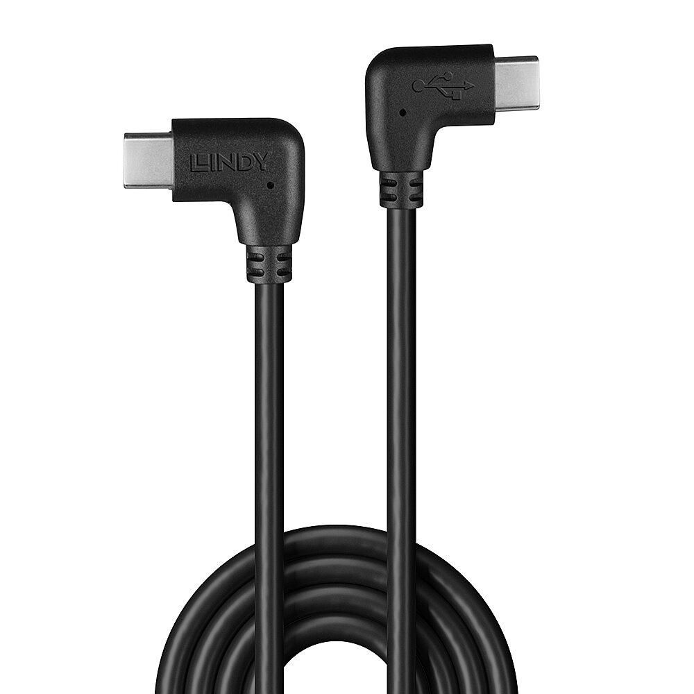 Cablu Lindy USB C 2 x 90°, lungime 1m, putere maxima 60W, latime de banda suportata 480Mbps, negru_2