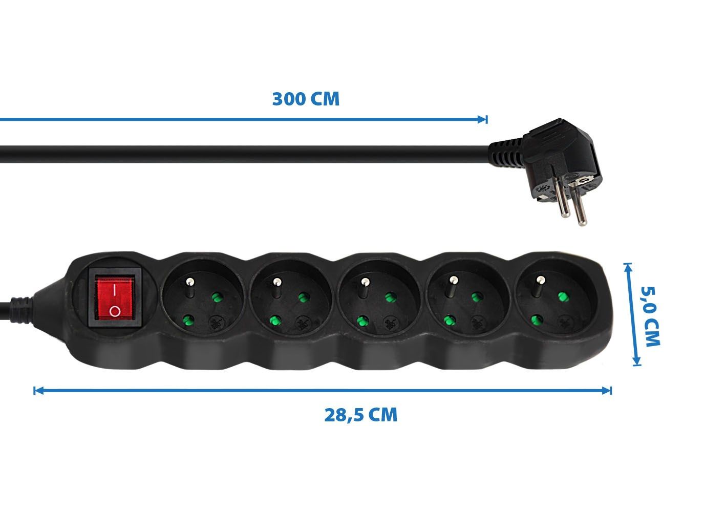 Esperanza ELK215K Power strip 5GN/3M Black_2