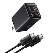 INCARCATOR RETEA Baseus GaN6 Pro, Quick Charge 65W, 2 x USB Type-C Output 5V/3A,2 x USB (include cablu USB Type-C la USB Type-C de 100W),negru  P10162701113-00  (timbru verde 0.18 lei)-6932172644444