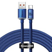 CABLU alimentare si date Baseus Crystal Shine, Fast Charging Data Cable pt. smartphone, USB la USB Type-C 100W, 1.2m, braided, albastru  CAJY000403  (timbru verde 0.18 lei) - 6932172602819