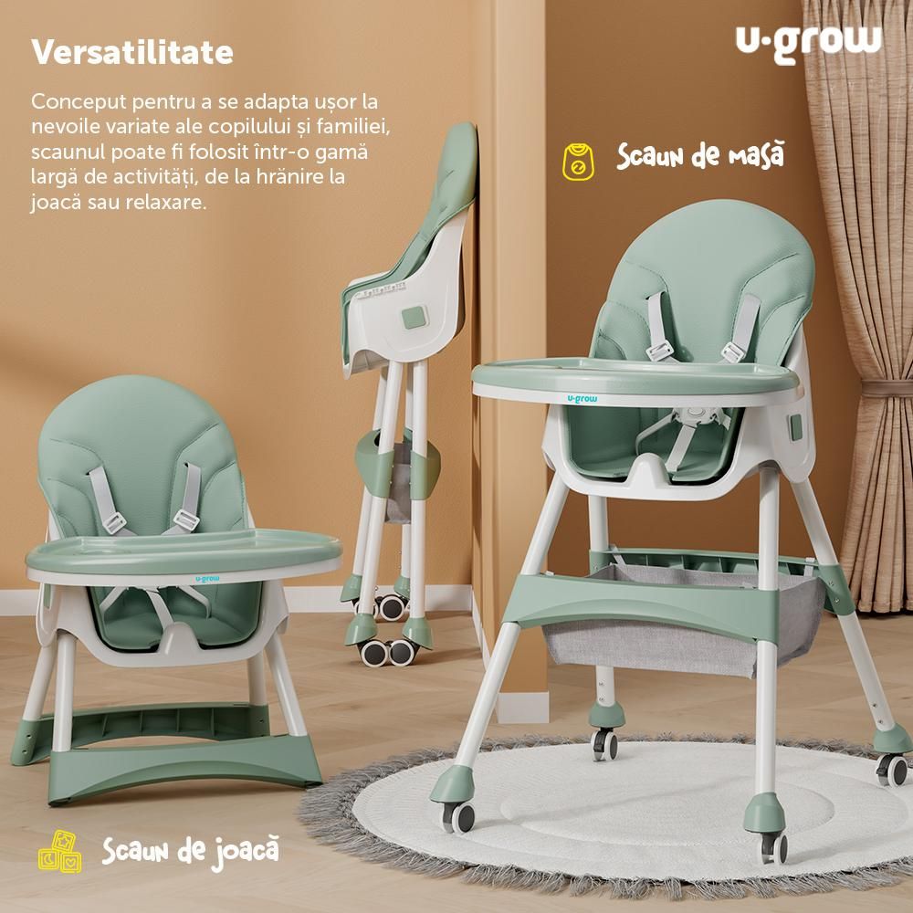 Scaun de masa 2 in 1, pliabil, verde, U-Grow_3