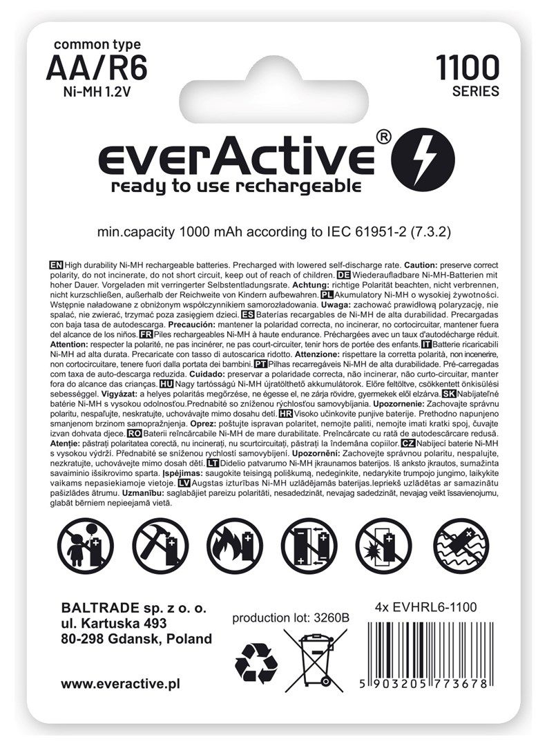 Rechargeable batteries everActive Ni-MH R6 AA 1100 mAh Infinity Line - 4 pieces_3