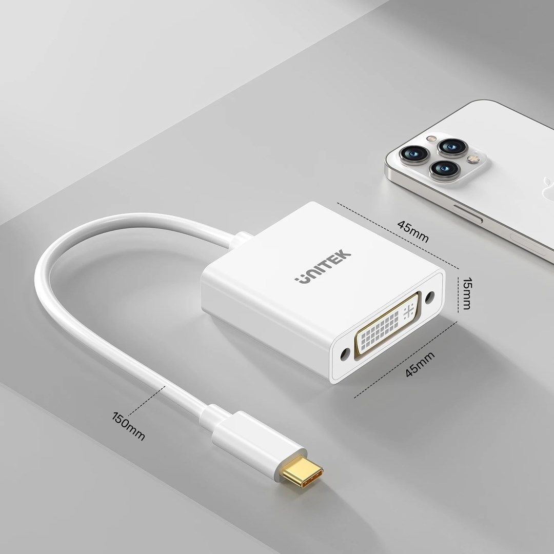 UNITEK ADATPER USB-C - DVI 1080P@60HZ WHT 15CM M/F_4