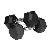 Rubberized cast iron dumbbells HEX 2x9 kg REBEL ACTIVE_2